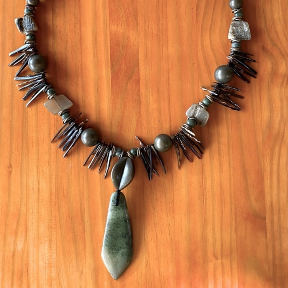 Large Artisan-Made Tribal Statement Necklace - image 1
